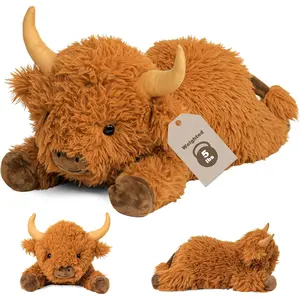 5lbs Highland Cow Weighted Stuffed Animals, 22in Giant Highland Cow Gift Plush Toy, Adorable Stuffed Animal for Kids and Adults Highland Cattle Plushie Pillow Decor