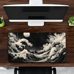 Wave-Shaped Mouse Pad, Keyboard Gaming Accessory Mouse Pad, Office Computer PC Gaming Laptop Desk Mat, Natural Rubber Non-Slip Office Mouse Pad