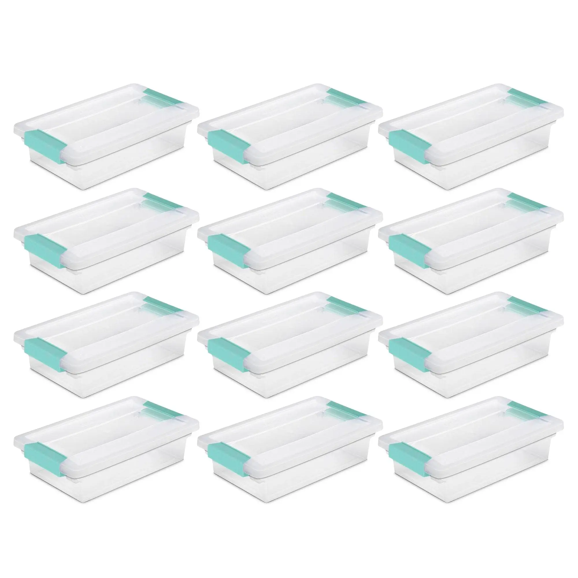 Sterilite Small Clip Box Clear Storage Tote Container with Latching Lid, 12 Pack