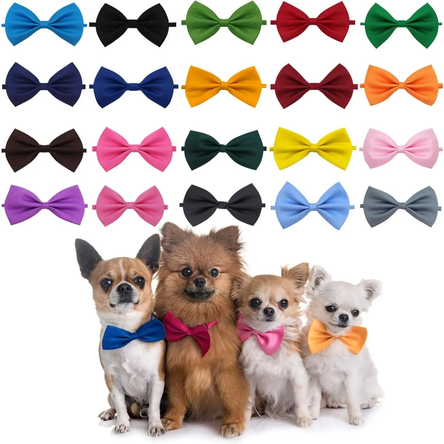 20Pcs Adjustable Pet Bowtie Collars Variety Pack - 10.5*6.5cm Mix Solid Bulk Accessories, High-Quality Firm Buckle, Convenient to Open, Firm & Not Easy to Fall Off, Fashionable Design, for Small-Medium Dogs, Birthday Use (Home Improvement)