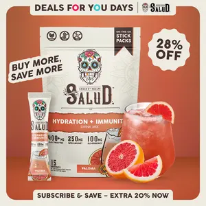 Salud 2-in-1 [Hydration + Immunity - Paloma] Electrolytes Powder, Agua Fresca Drink Mix, Elderberry, Dairy & Soy Free, Non-GMO, Gluten Free, Vegan, Low Calorie, 1g Sugar (15 Servings), Deals For You Days