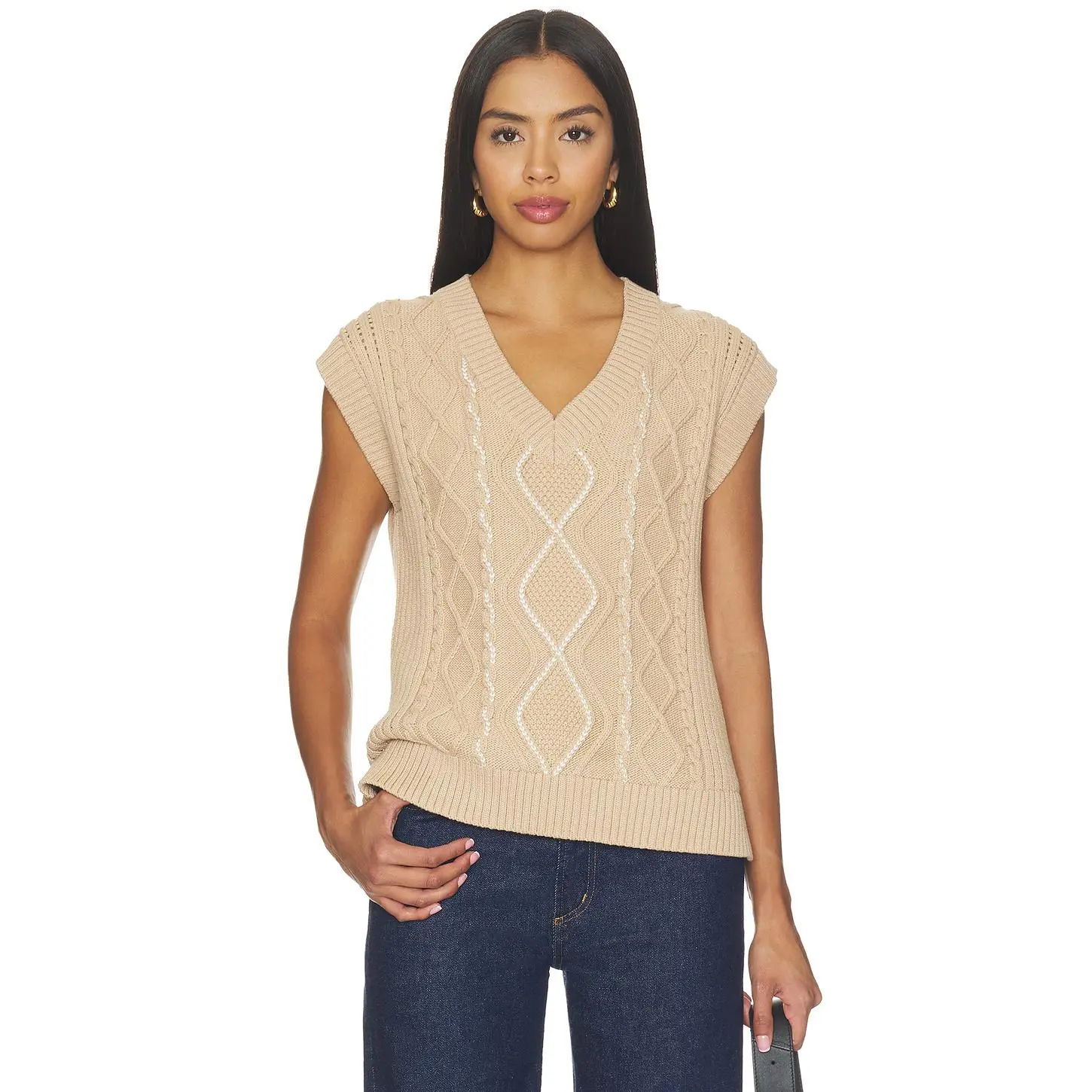 Varley Benedetta Knit Top in Light Taupe