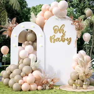 White Arch Backdrop Stands (Pack of 2), Arch Covers Backdrop Wall Arch Stand Balloon Backgrounds Frame for Birthday, Wedding, Bridal Baby Shower, Graduations, Floral