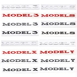 Tesla Model 3/s/x/y 3D Tail Letter Decal, Glossy Silver Car Rear Emblem, Universal Fit, Decorative Sticker