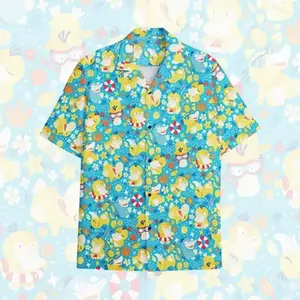 Psy Duck Aloha Hawaiian Shirt, Anime Hawaiian Shirt PKM Gift, Hawaiian Shirt for Unisex Funny, Breathable & Comfy Tropical Outfit, Perfect Gift for Him Her