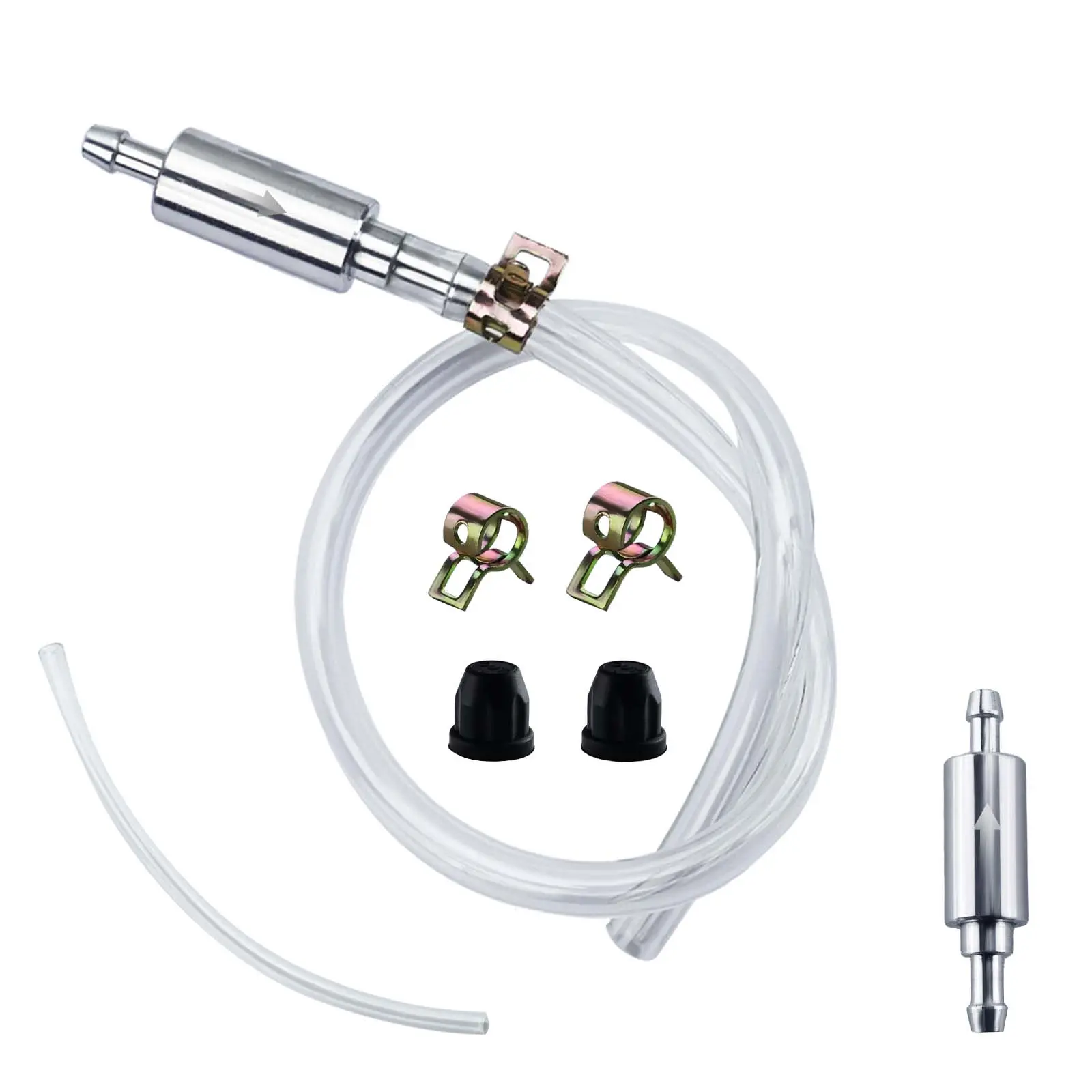 Brake Bleeder Hose Kit with 1-Way Check Valve, Metal Clips & Aluminium Structure - Fluid Bleeding Tool for Car & Motorcycle Clutch, Durable Rubber Sealed, Easy Installation, Universal Fit, Soft Tubes - Automotive Repair Solutions for DIY Car Care