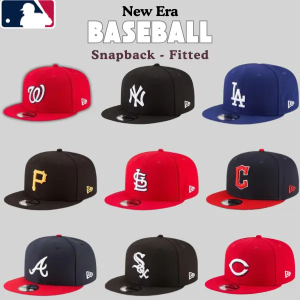 New Era MLB Premium Urban Baseball Cap – LA Dodgers, NY Yankees, White Sox, Cardinals, Nationals, Pirates, Braves, Guardians, Adjustable Flat Brim Snapback Hat, Embroidered Official Team Graphics, Vintage Sportswear Fashion, USA 2026 Edition