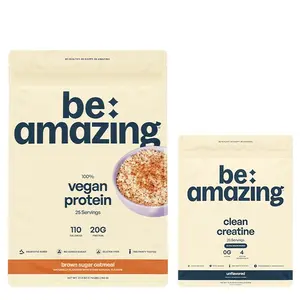 Vegan Protein Powder with Prebiotic Fiber, Plant Based, Low Sugar, Gluten Free & Dairy Free + Creatine Monohydrate Bundle | Be Amazing