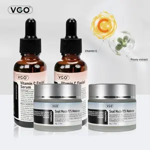 VGO 3-in-1 Skincare Set: Vitamin C Serum (30ml) + SnailMucin Cream (50ml)+ Gentle Cleanser (100ml)-Brightening, Hydrating & Acne Care beauty  oil anua  azelaic  acid  serum brightening cream