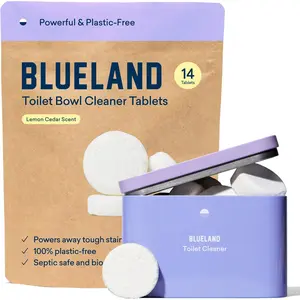Toilet Bowl Cleaner Tablets, Starter Set, 14 Count with Tin, Lemon Cedar, Plastic-Free, No Harsh Chemicals, Plant-Based