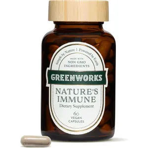 Greenworks Nature's Immune Organic Immune Support Supplement for Adults | Daily Elderberry, Echinacea, Turmeric, Ginger & Mushroom Blend with Turkey Tail, Reishi, Maitake | Vegan, Non-GMO, 60 Capsules