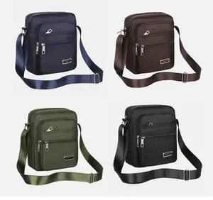 Men's Shoulder Bag Casual Crossbody Bag in Navy Brown Olive and Black Waterproof Fabric Multi Pocket Design for Everyday Use