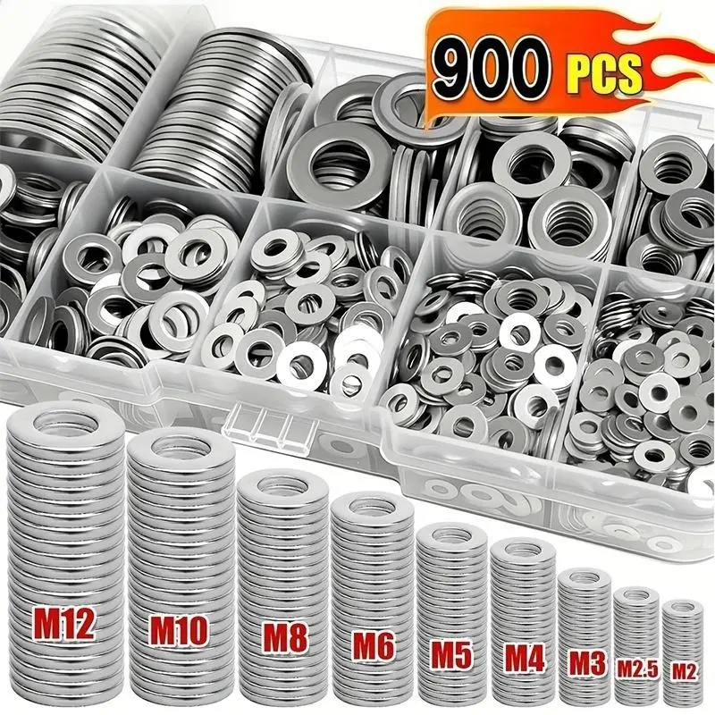 304 Stainless Steel Fastener Set (900-Piece) - M2 to M12 Sizes with Fender, Lock Varieties - Ideal for Home Improvement, Automotive Projects