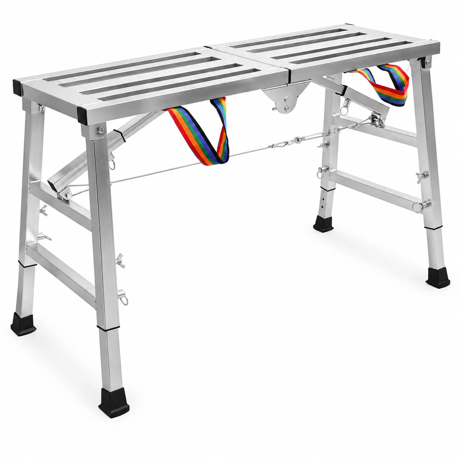 Foldable Scaffolding Platform, 39.4" x 17.9" Welded Steel Work Platform, 440 Lbs Capacity, Adjustable Height (19.7"-28.1") Industrial Step Ladders, Ideal for Painting, Wiring and Home Decor, Silver
