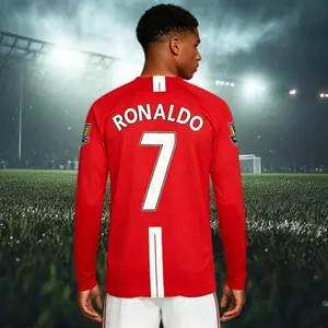 07 08 Short Long Sleeve 7# Ronaldo Home Soccer Jersey Fans Version