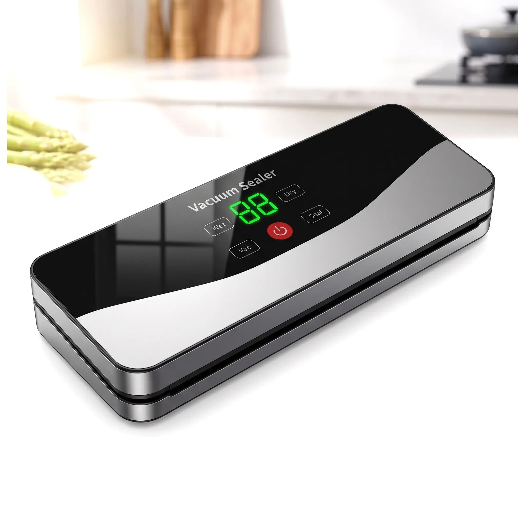 Household Kitchen Vacuum Sealing Machine - Multi-Pack Continuous Automatic, Seals Food, Small Size, Standard Plug, Dry & Wet Food Storage Vacuum Packer, Compact Form