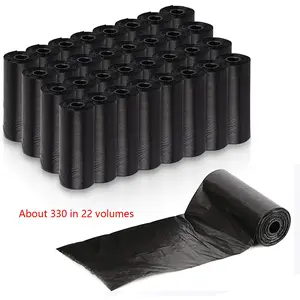 22 Rolls (330pcs) Pet Poop Bags, Black Portable Small Garbage Bags, Cats and Dogs Clean up Feces When they Go Out, Civilized and Clean