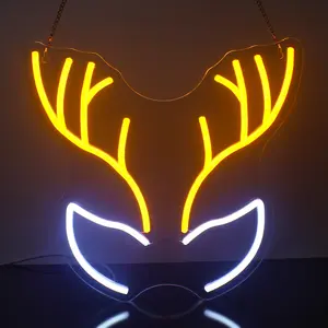 Deer Antler Design Neon Sign, USB Powered LED Glowing Wall Hanging Neon Sign, Decorative Neon Sign for Home, Office, Shop, Coffee Shop, Restaurant, Club, Led Neon Light