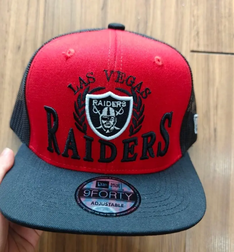 New Era Mesh Black and Red Raider Cap, Gift for fan, gift for men