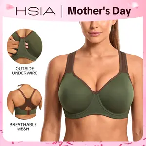 HSIA ComfyArc Hybrid Sports Bra - Activewear, Workout Bra for Plussize Women, Soft Support, Non-Padded, Unlined, Full Coverage, Wide Strap, Outside Underwire, Everyday Womenswear