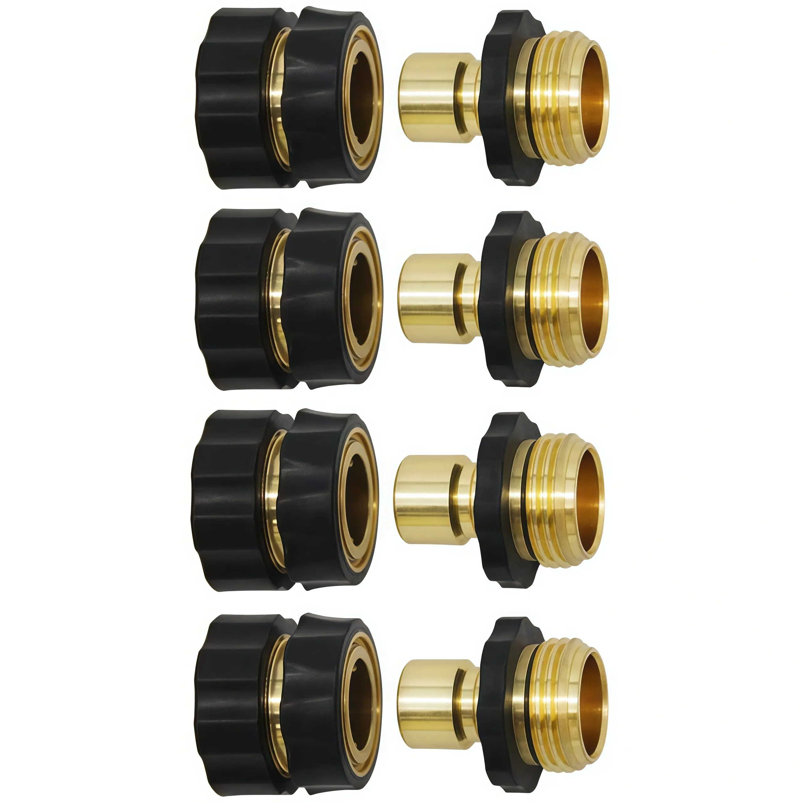 2026 New Upgrade Quick Connect Garden Hose Set - 8 Pieces 3/4" Aluminum Male & Female Connectors, Leakproof Disconnect Adapters with Rubber Grip, Suitable for Sprinklers, Pressure Washers