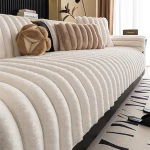 Plush Striped Sofa Cover 1 Count Eco-Friendly All-Season Decor Easy to Clean Perfect for Living Room & Bedroom Pet Friendly