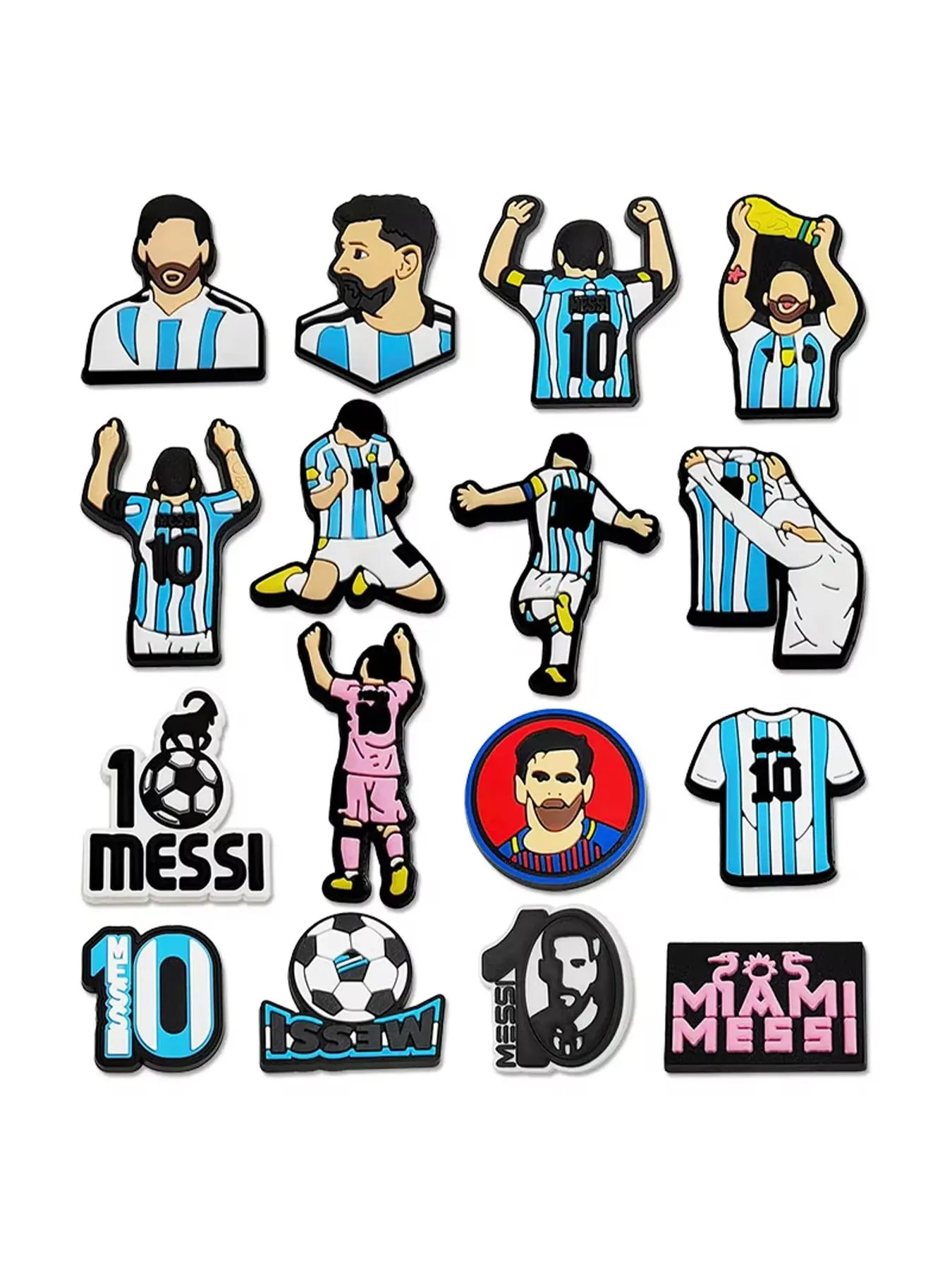 8-36pcs Football Series Cartoon Design Footballer Pendant Jewelry Set, Detachable Creative DIY Decoration Accessories Charms, Ideal Gift for Soccer Fans