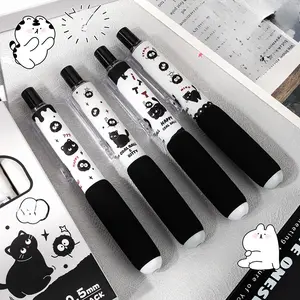 4pcs 0.5mm quick-drying ST head soft grip pen, Press Gel Pen for smooth writing, office and school stationery, writing supplies, Funny Teacher Pens