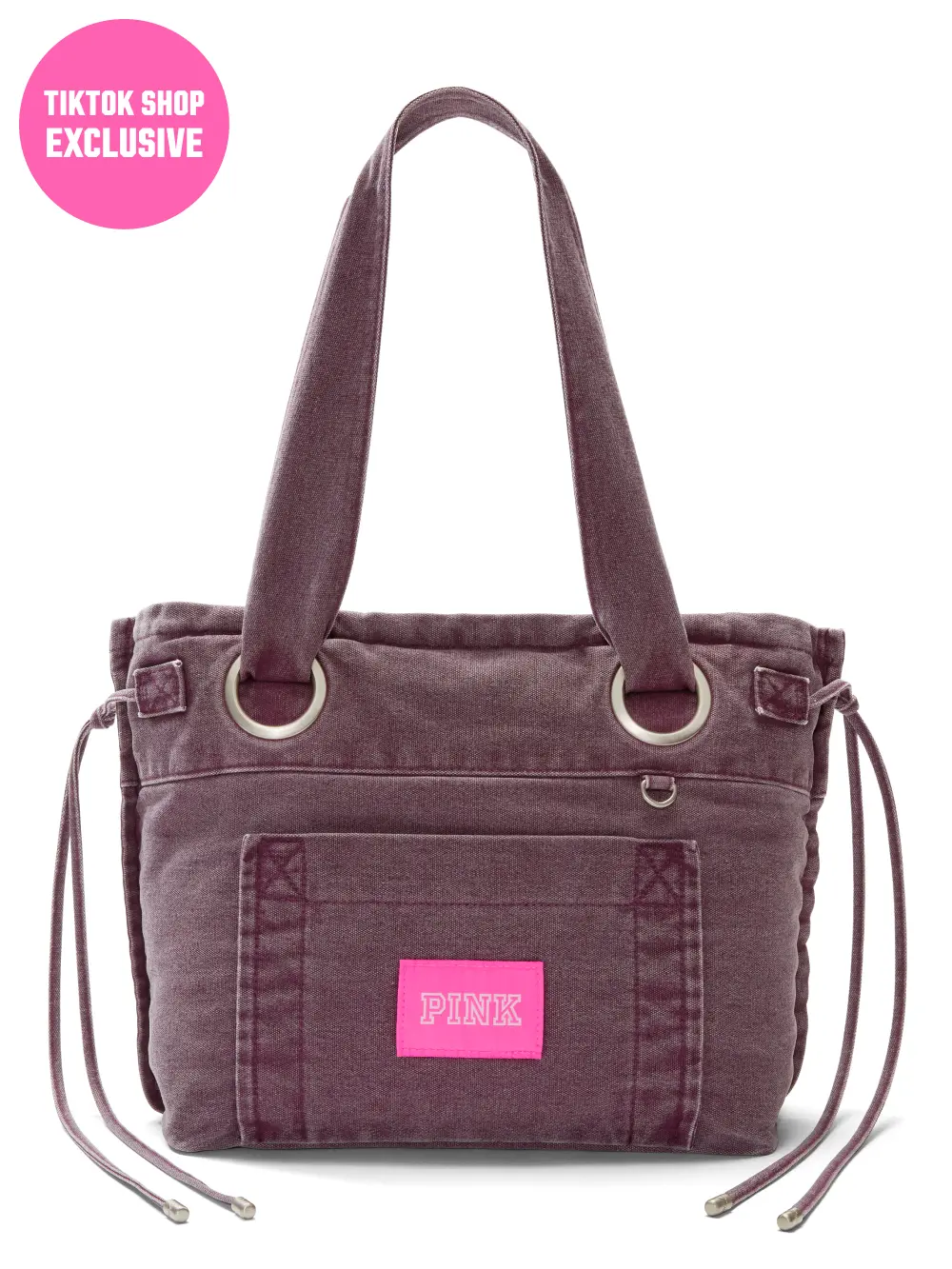 PINK Canvas Flat-Bottom Tote Bag PINK Canvas Flat-Bottom Tote Bag