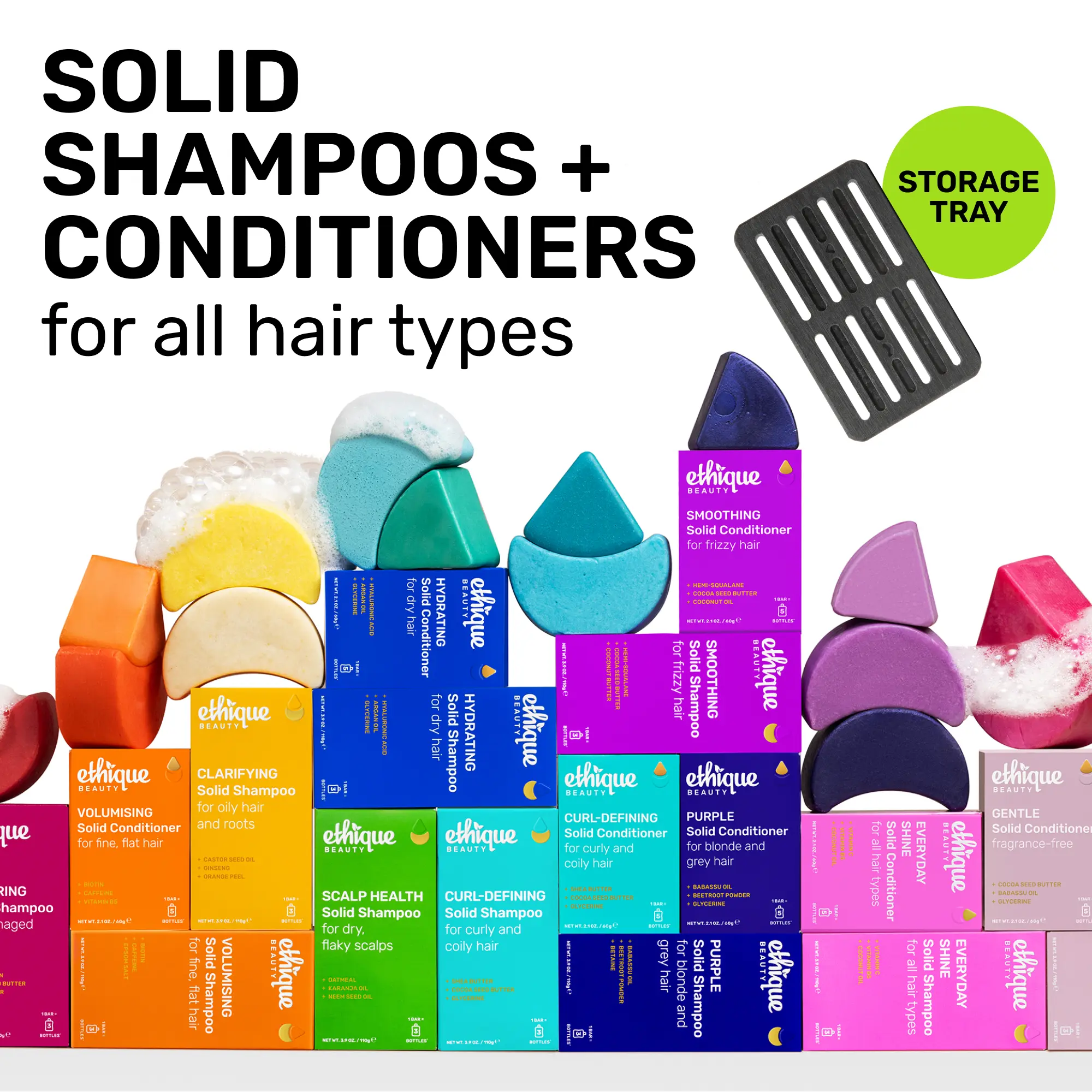 Ethique Hair Reset Starter Kit - Shampoo & Conditioner Bar Set, 11 Targeted Formulas for Scalp Care, Thinning, Volumizing, Repairing, Oily, Frizzy, Curly, Damaged or Color-Treated Hair