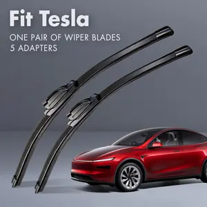 Fit Tesla,Universal All-Season Windshield Wipers Ultra Quiet Frameless Blades, OEM Quality,Streak-Free 5 Adapters,  Easy Install Car Parts