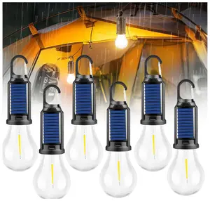 USB Rechargeable Solar Camping Lantern with Clip Hook, Portable Waterproof High-Lumens LED Tent Light, Camping Supplies for Emergency & Decor, Adjustable Hanging Bulb Multifunctional Tool