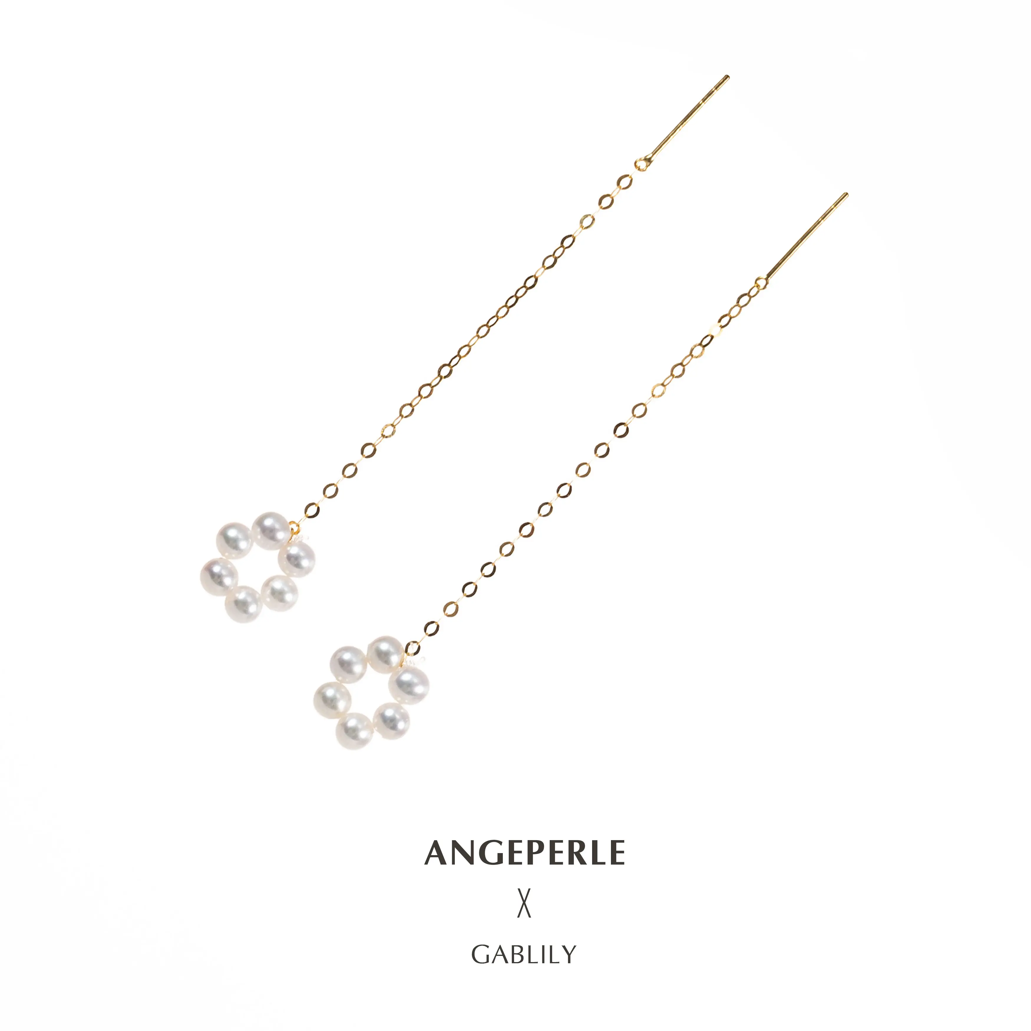 ANGEPERLE  Freshwater Pearl (Gablily) & Tiny Seed Pearl Ear Threaders 3-4mm TSJCY769