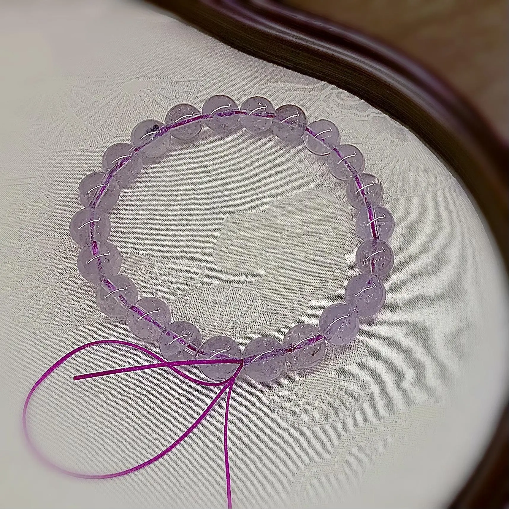 Purple Azeztulite Crystal Bracelet - Water Element Healing Energy for Emotional Freedom & Spiritual Wisdom - Handmade Cultural Heritage Gift 8mm Beads 15cm-18cm Wrist Size