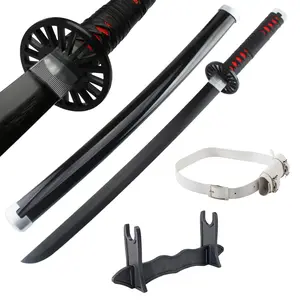 31 inches Kamado Tanjirou Cosplay Sword Bamboo Wooden Demon Slayer Swords with Belt & Holder Stand Display for Anime Fans Halloween Role Playing Props Cosplay Collection Christmas Gift Birthday