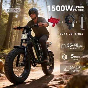 New electric bicycle for spring 2026 adopts a high carbon steel frame, hydraulic shock absorption, full suspension system, maximum speed of 40 MPH, 48 volt 1500W motor, riding assistance range of 40-70 miles, 20 * 4.5-inch all terrain tires, snow tires