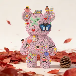 Bear Puzzle Building Blocks Decoration, Ideal Gift for Thanksgiving Christmas Halloween Easter, Home Office Party Decorations