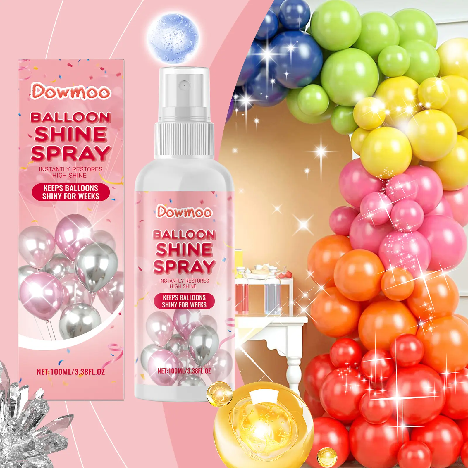 Dowmoo Balloon Shine Spray Brightens Up The Party Atmosphere With Easy To Apply Gloss Latex Balloon Spray