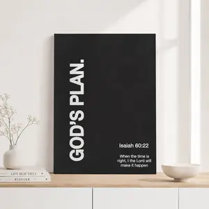 God's Plan Isaiah 60:22 Scripture – Black & White Religious Wall Art, Inspirational Home Office Decor, Christian Gift