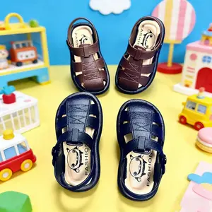 Boys' Comfortable Soft-Sole Wrap-Around Anti-Collision Sandals, Available in Black and Brown, PVC Plastic Sandals, Fashion Outdoor Casual Shoes