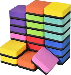 24 Pack Square Magnetic Whiteboard Erasers Mini Dry Erase Board Erasers for Kids and Students 8 Color Eco-friendly Non-toxic High-density Felt Bottom Easy to Grip and Use