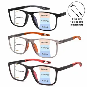 Progressive Multifocal Reading Glasses Blue Light Blocking Unisex Computer Readers Spring Hinge Oversized Frame HD Vision Eyeglasses Mix Color