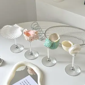 Unique Natural Seashell Wine Goblet, Handcrafted Shell Cocktail Cup, Wedding & Party Decor Ornament