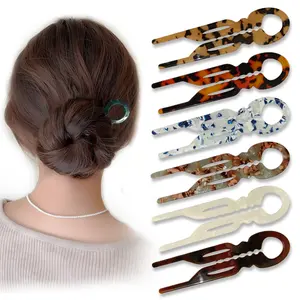 6PCS Prestige French Hair Pins - Serrated Anti-Slip Design, Curved Angle for Better Head Fit, New Elegant Hair Accessories for Women, Suitable for All Hair Types Vintage Acetate Set