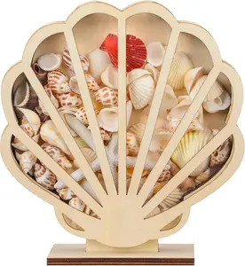 Wooden Seashell Display Case with Acrylic Window - Decorative Shadow Box Frames for Sea Glass, Agates, Teeth, Starfish Trinkets, Home Decoration, Room & Bedroom Decor, Ideal Mother’s Day Gift