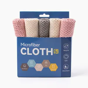 5 Pack  Microfiber Cleaning Cloths, Super Absorbent Lint-Free Multipurpose Dish Towels, Color Coded Reusable Washable Household Cleaning Rags For Kitchen, Glass, Furniture & Appliances