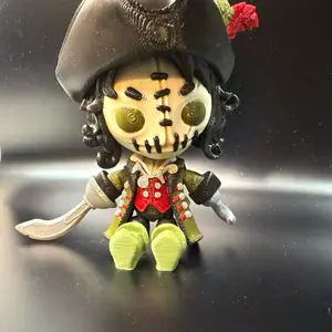 Twisty Prints Creepy Hook Pirate 3D Printed Halloween Ornaments Lightweight Spooky Decoration Unique Collectible Gift for Kids & Collectors Plastic Party Favor