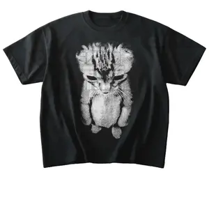 Sad Meme Cat Tshirt Cotton Unisex Short Sleeve Animal Gift Funny Shirt Top Menswear Retro Worn-In Visual Effects Casual Vintage Design for Men Women Teens with Creative Graphics and Humorous Aesthetic - Outfits clothes tees good covenant