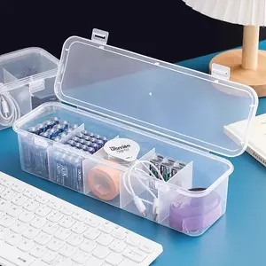 Small Transparent Storage Box with Lid, Stackable Desktop Organizer, Office Home Data Cable Drawer, Ideal for Wire Organization