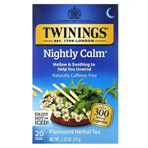 Twinings Flavored Herbal Tea, Nightly Calm, Caffeine Free, 20 Tea Bags, 1.02 oz (29 g)